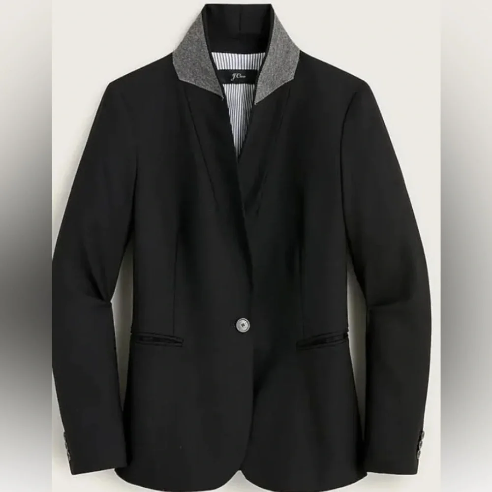 J Crew Parke Blazer- Black Wool Flannel Size 2